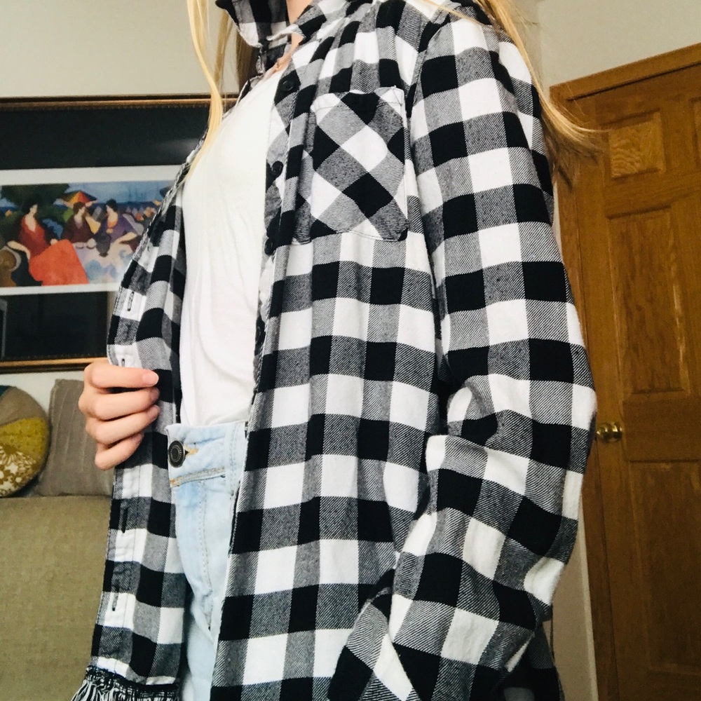 Black and white checkered flannel